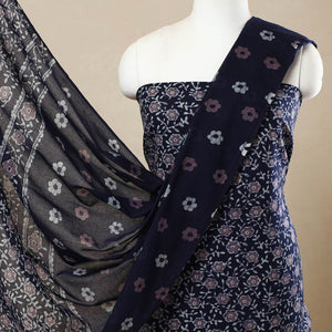 Blue - 3pc Cotton Kutch Batik Print Dress Material 96
