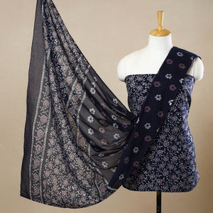 Blue - 3pc Cotton Kutch Batik Print Dress Material 96