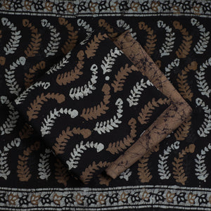 Brown - 3pc Cotton Kutch Batik Print Dress Material 95