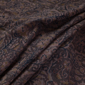 Black - Pedana Kalamkari Block Print Handwoven Wool Fabric