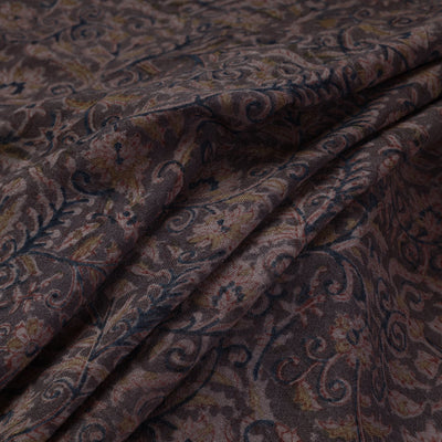 Black - Pedana Kalamkari Block Print Handwoven Wool Fabric
