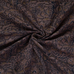 Black - Pedana Kalamkari Block Print Handwoven Wool Fabric