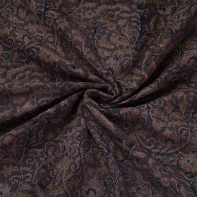 Black - Pedana Kalamkari Block Print Handwoven Wool Fabric