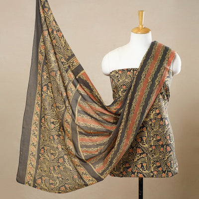 Beige - 3pc Cotton Kutch Batik Print Dress Material 98