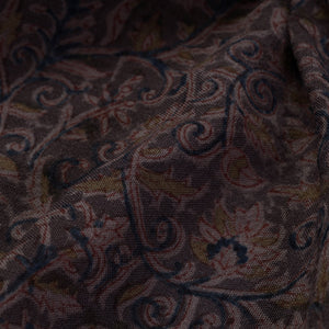 Black - Pedana Kalamkari Block Print Handwoven Wool Fabric