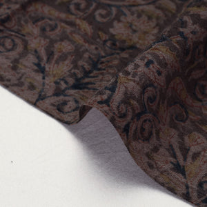 Black - Pedana Kalamkari Block Print Handwoven Wool Fabric