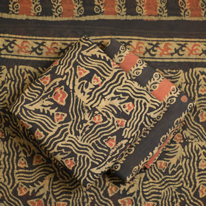 Beige - 3pc Cotton Kutch Batik Print Dress Material 98