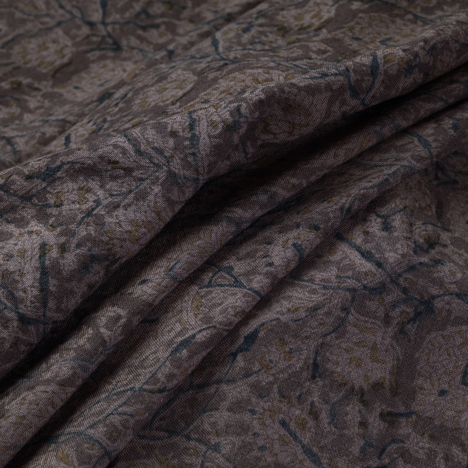 Brown - Pedana Kalamkari Block Print Handwoven Wool Fabric
