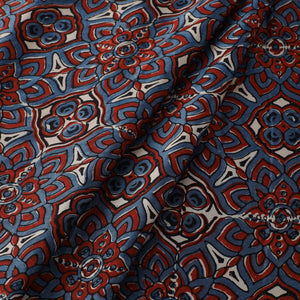 Blue - Ajrakh Block Printed Modal Silk Fabric from Kutch 20