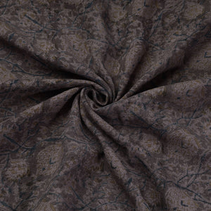 Brown - Pedana Kalamkari Block Print Handwoven Wool Fabric