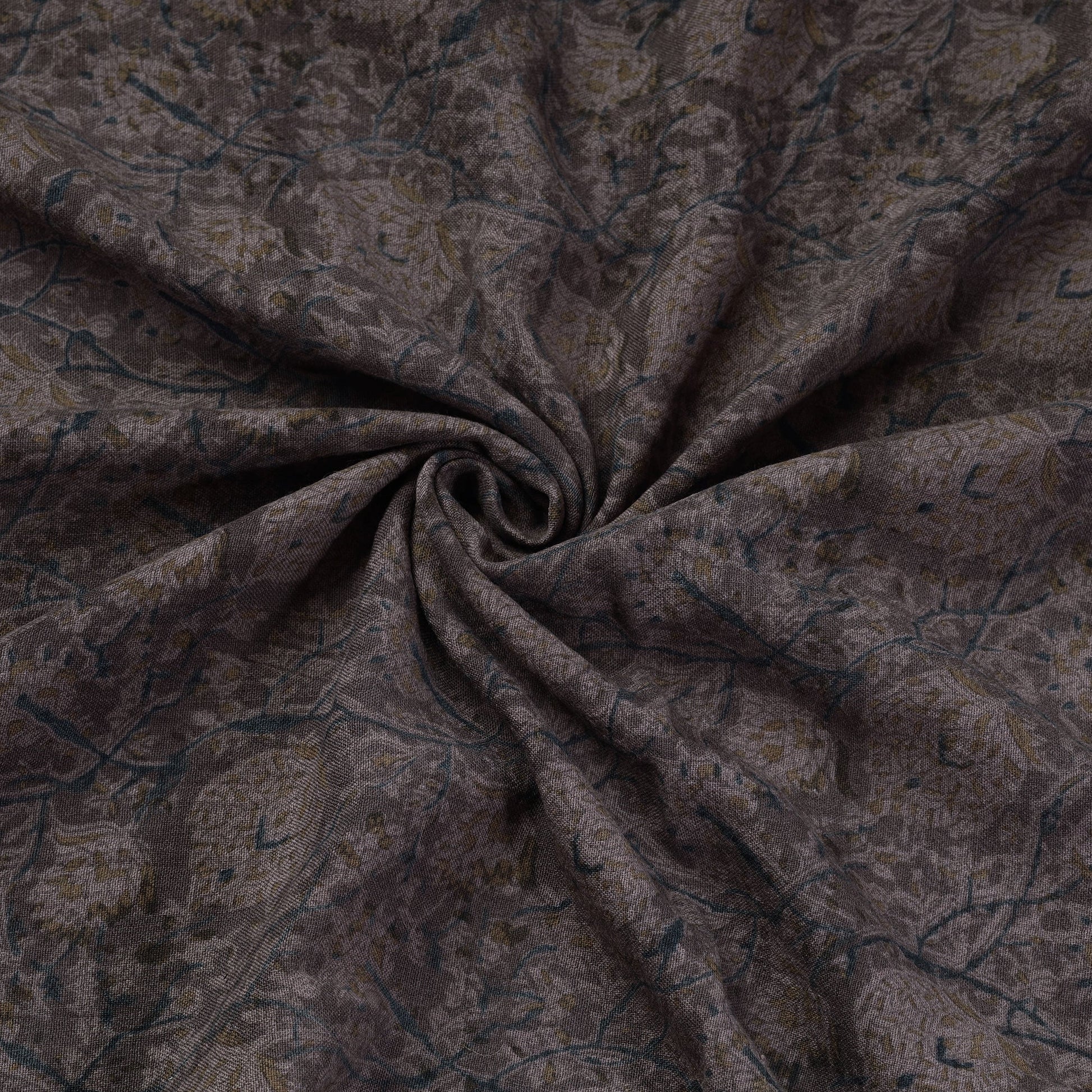 Brown - Pedana Kalamkari Block Print Handwoven Wool Fabric