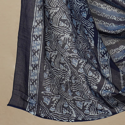 Blue - 3pc Cotton Kutch Batik Print Dress Material 100