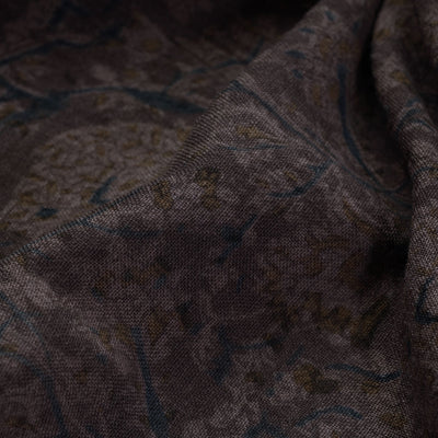 Brown - Pedana Kalamkari Block Print Handwoven Wool Fabric