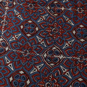 Blue - Ajrakh Block Printed Modal Silk Fabric from Kutch 20