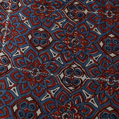 Blue - Ajrakh Block Printed Modal Silk Fabric from Kutch 20