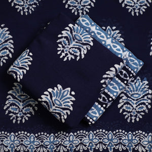 Blue - 3pc Cotton Kutch Batik Print Dress Material 99