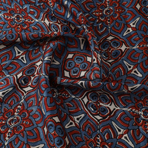 Blue - Ajrakh Block Printed Modal Silk Fabric from Kutch 20