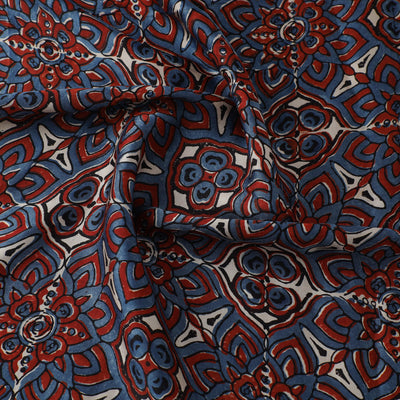 Blue - Ajrakh Block Printed Modal Silk Fabric from Kutch 20