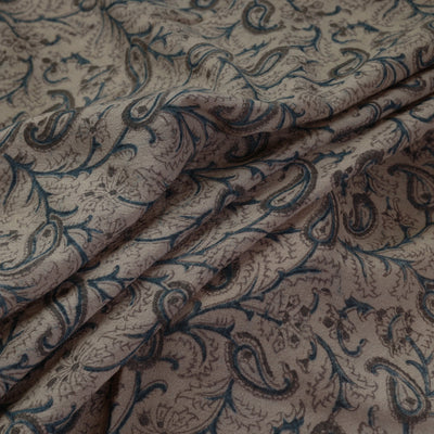 Brown - Pedana Kalamkari Block Print Handwoven Wool Fabric