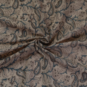 Brown - Pedana Kalamkari Block Print Handwoven Wool Fabric