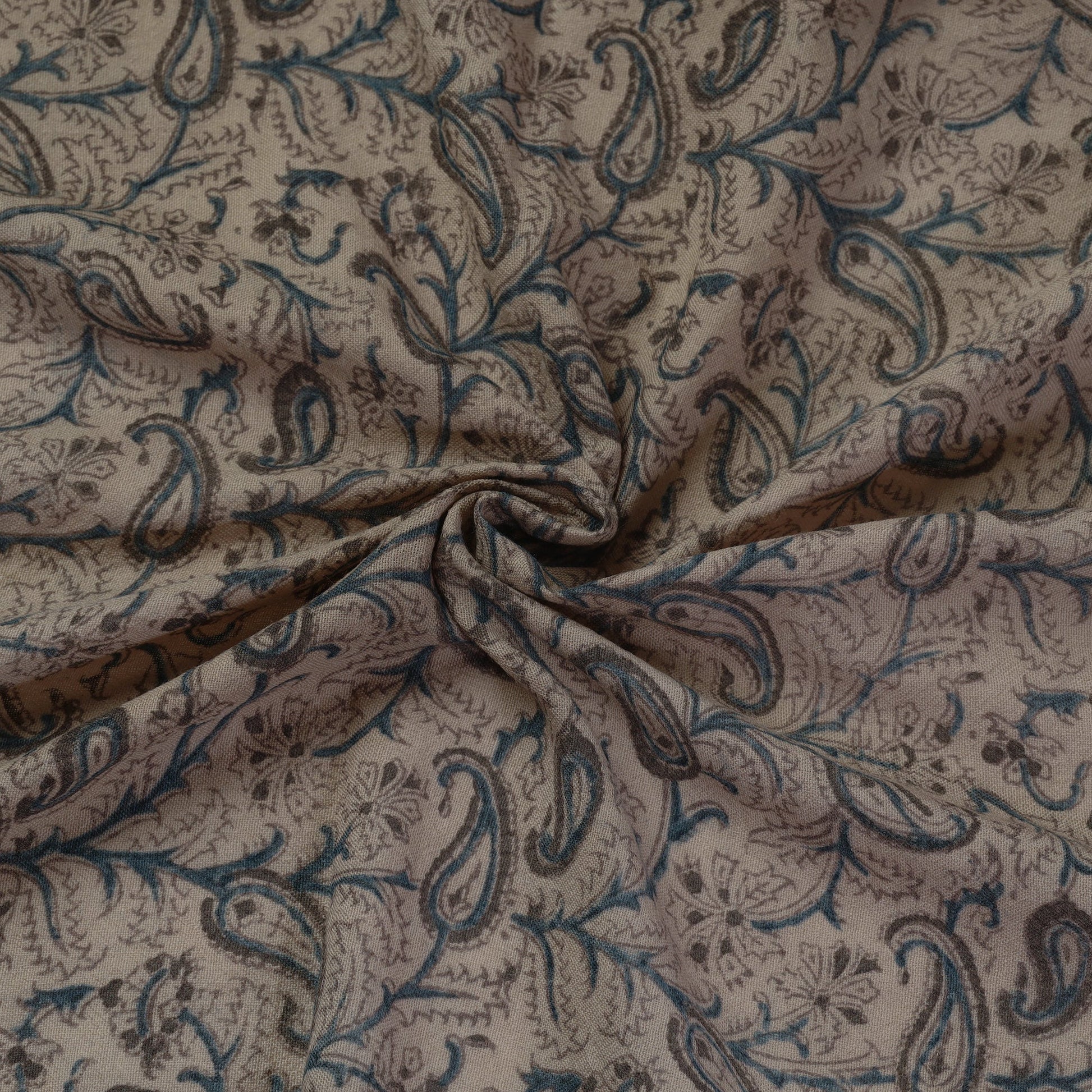 Brown - Pedana Kalamkari Block Print Handwoven Wool Fabric