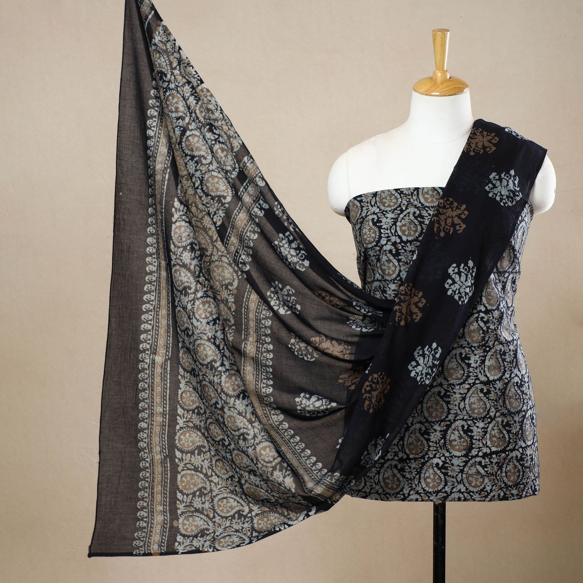 3pc Cotton Kutch Batik Print Dress Material 101