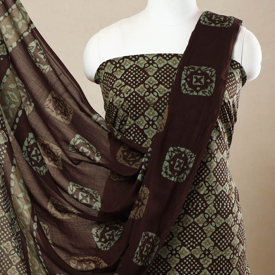 3pc Cotton Kutch Batik Print Dress Material 102