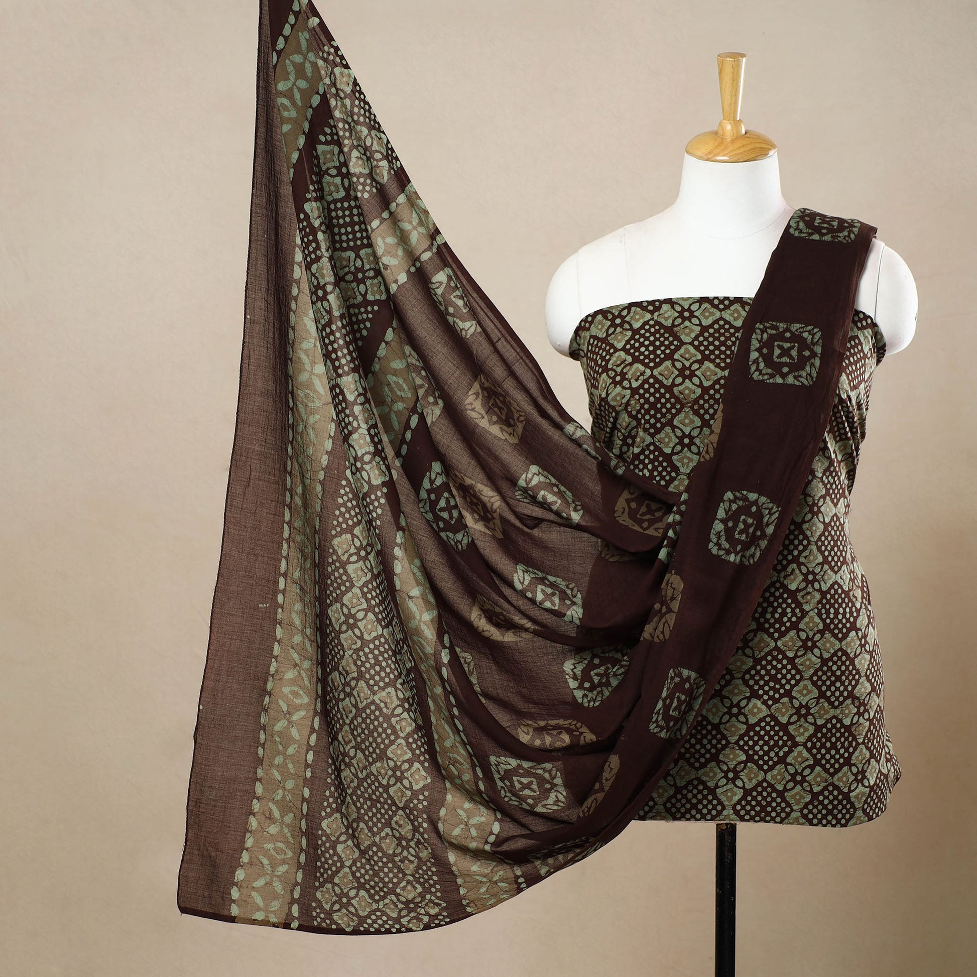 3pc Cotton Kutch Batik Print Dress Material 102