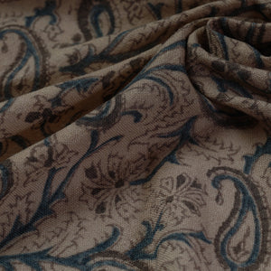 Brown - Pedana Kalamkari Block Print Handwoven Wool Fabric