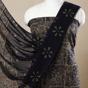 Black - 3pc Cotton Kutch Batik Print Dress Material 103