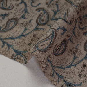 Brown - Pedana Kalamkari Block Print Handwoven Wool Fabric