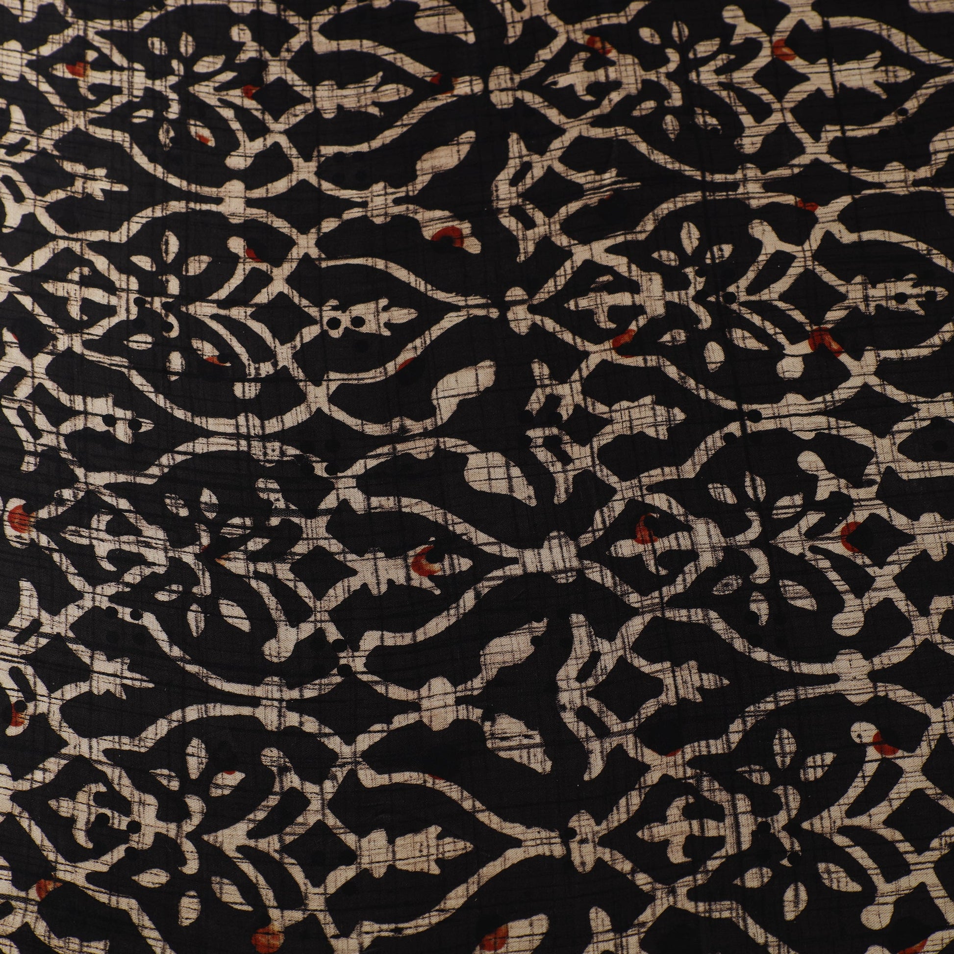 Black - Ajrakh Block Printed Modal Silk Fabric from Kutch 22