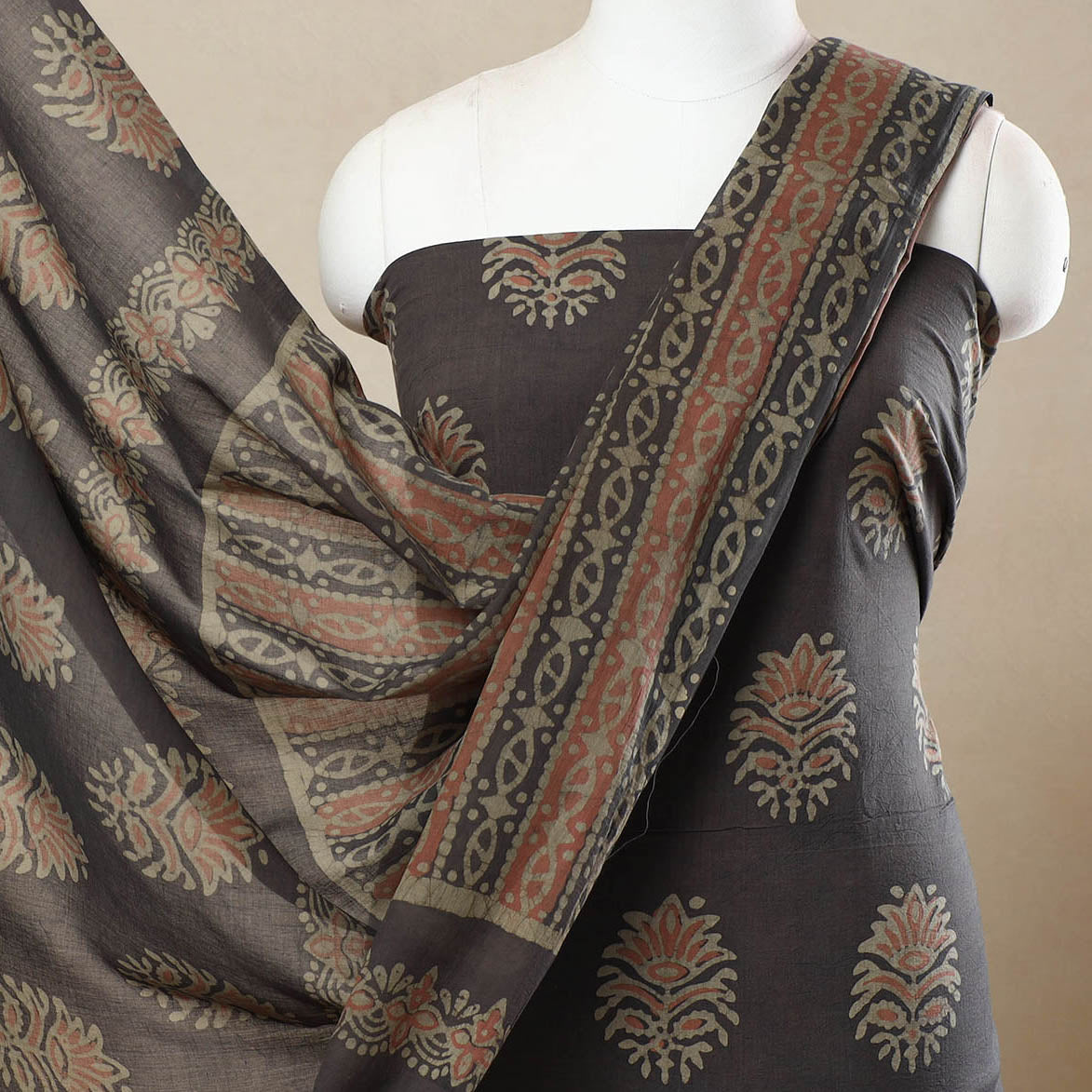 3pc Cotton Kutch Batik Print Dress Material 105