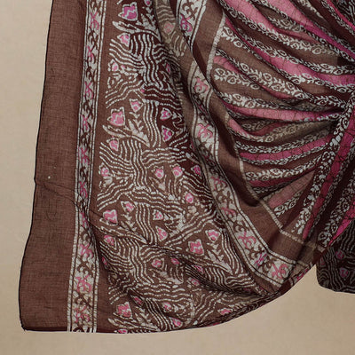 Brown - 3pc Cotton Kutch Batik Print Dress Material 106