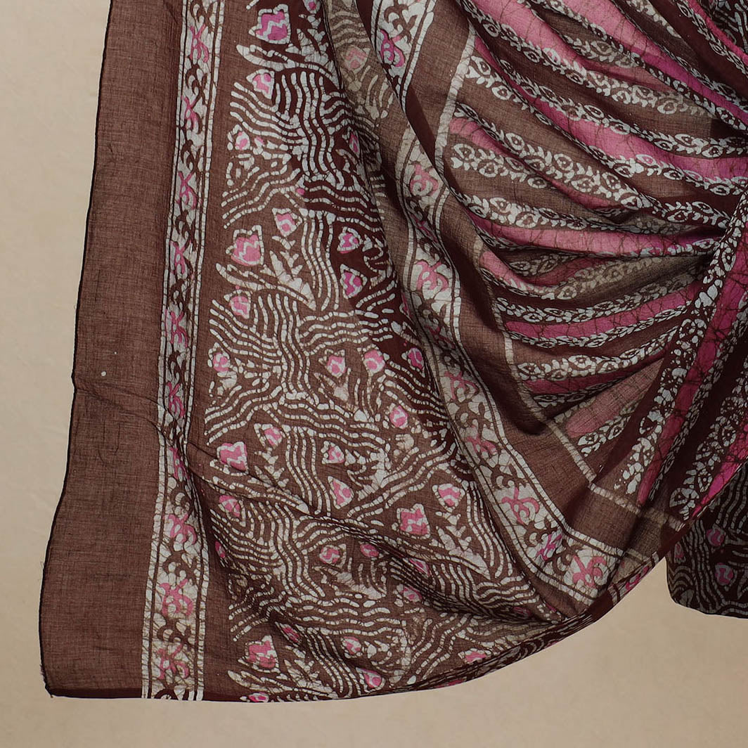 Brown - 3pc Cotton Kutch Batik Print Dress Material 106
