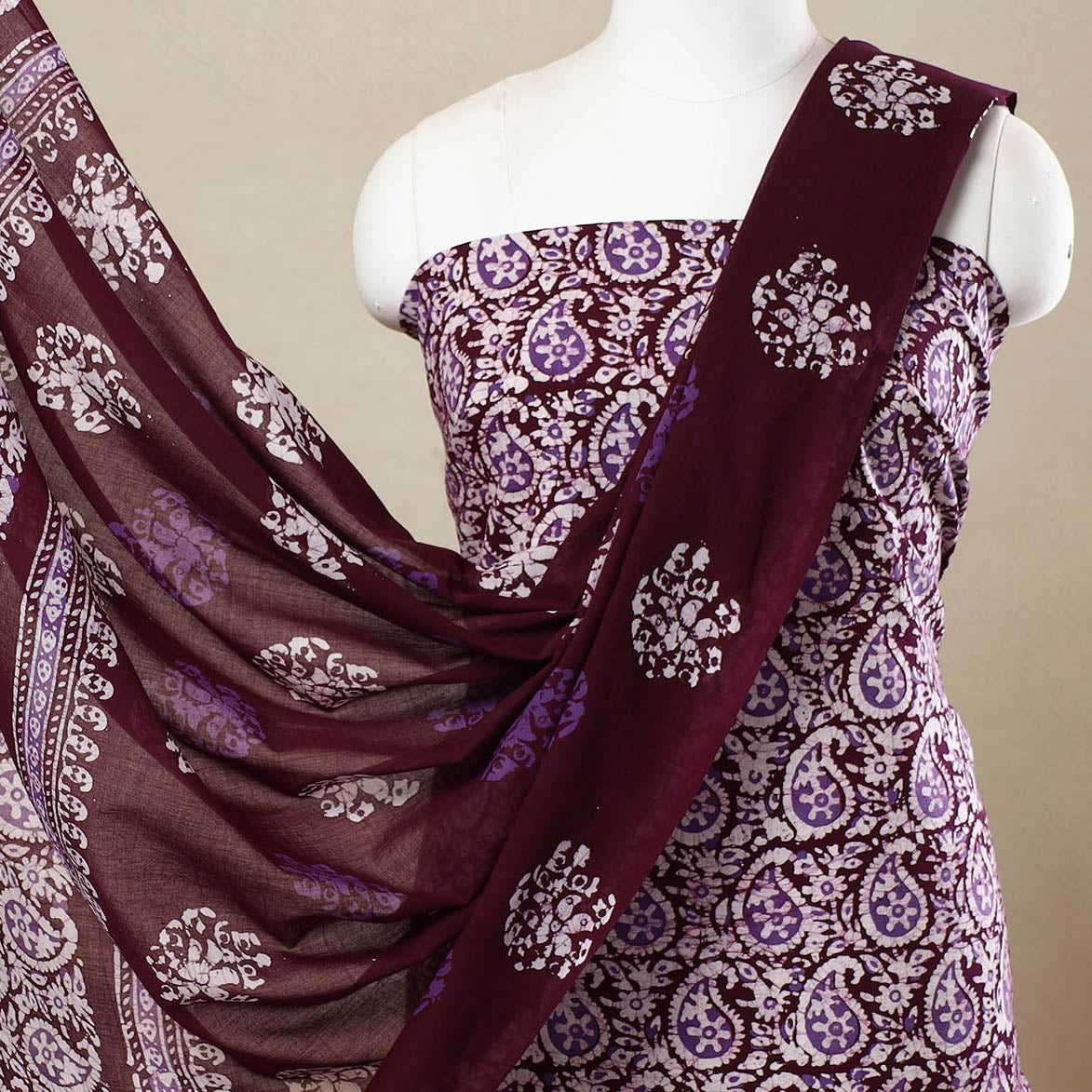 3pc Cotton Kutch Batik Print Dress Material 107