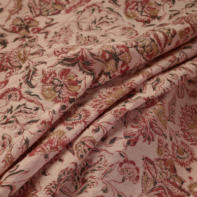 Brown - Pedana Kalamkari Block Print Handwoven Wool Fabric