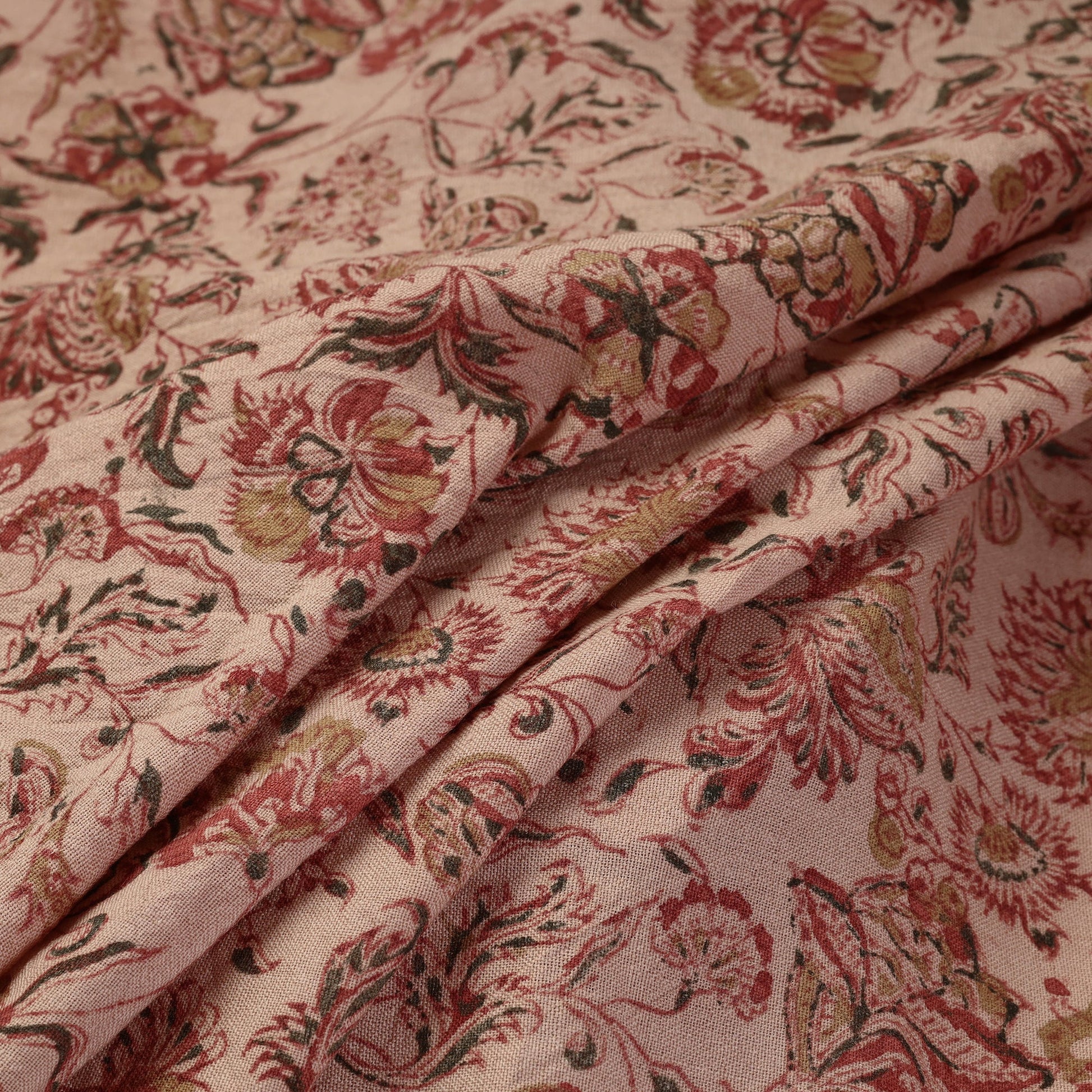 Brown - Pedana Kalamkari Block Print Handwoven Wool Fabric