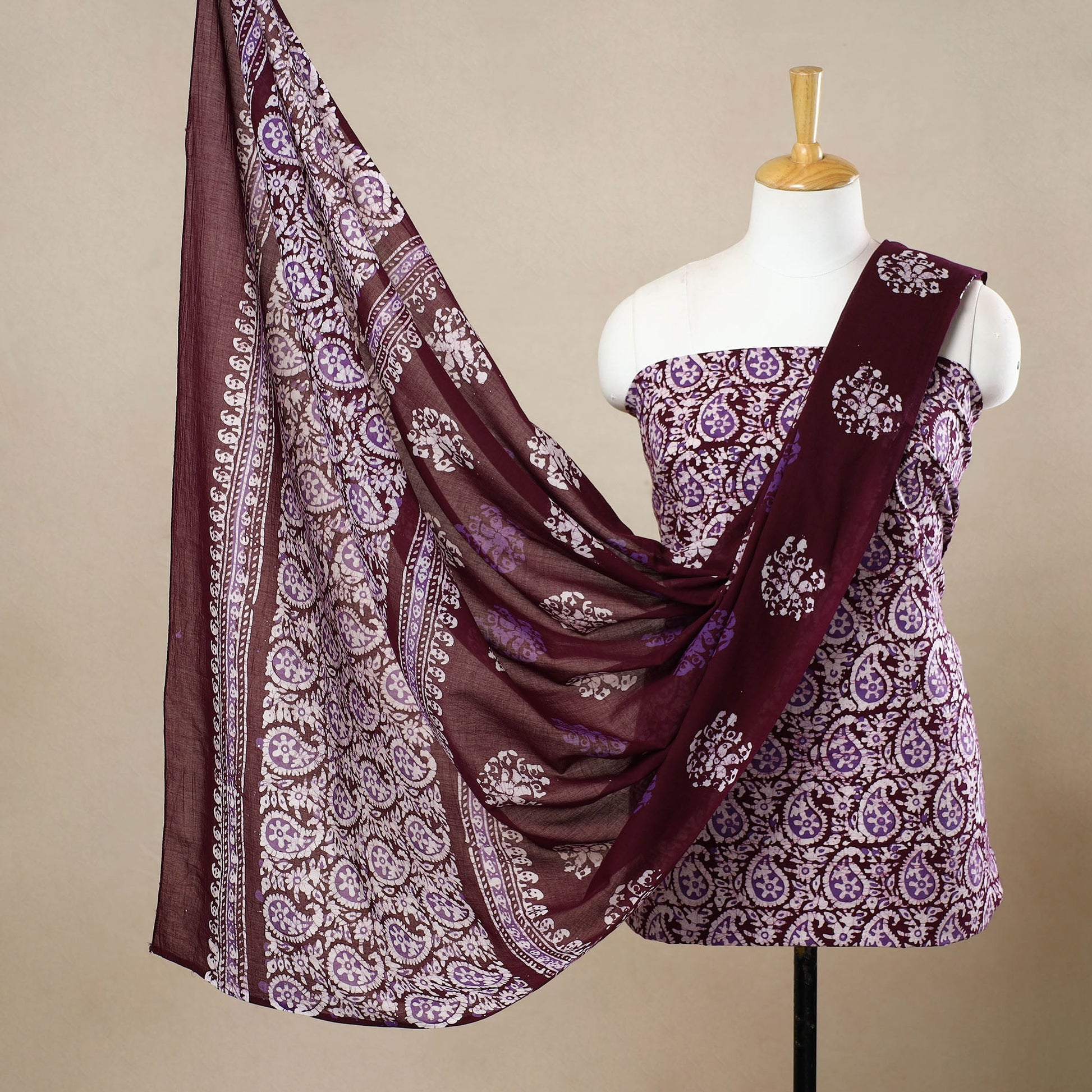 3pc Cotton Kutch Batik Print Dress Material 107