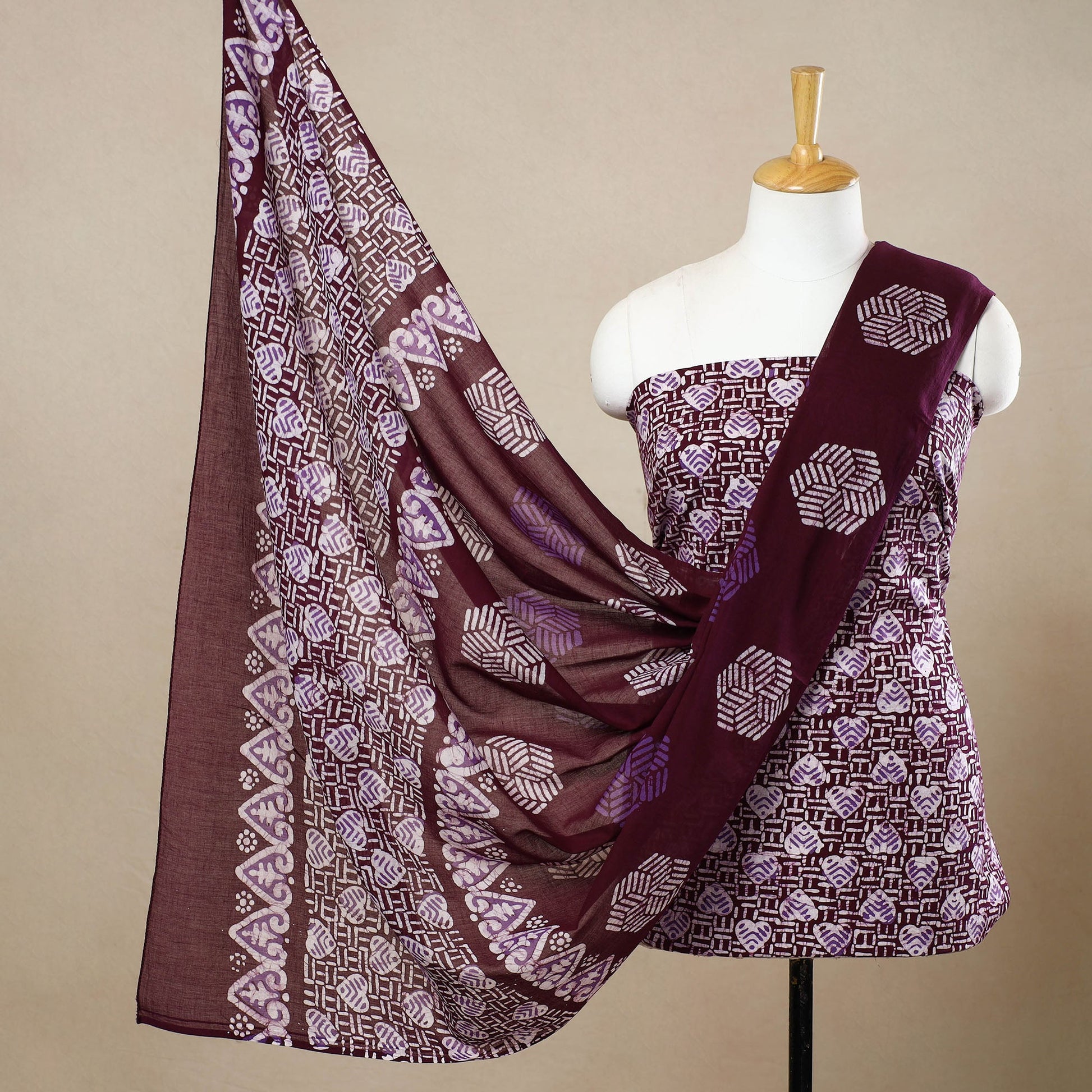 3pc Cotton Kutch Batik Print Dress Material 108