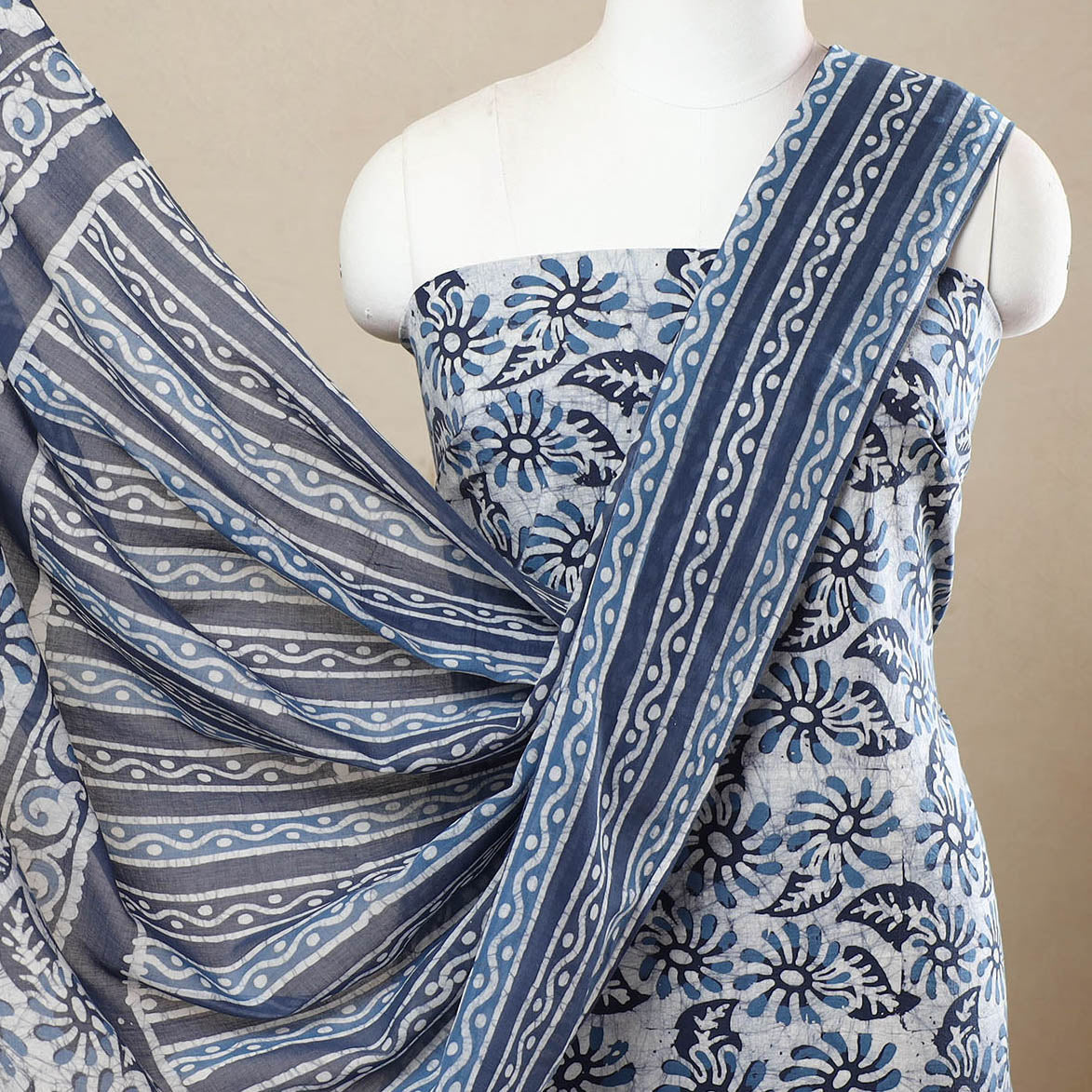 3pc Cotton Kutch Batik Print Dress Material 110