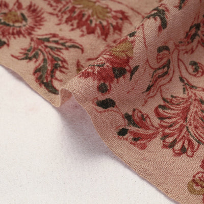 Brown - Pedana Kalamkari Block Print Handwoven Wool Fabric
