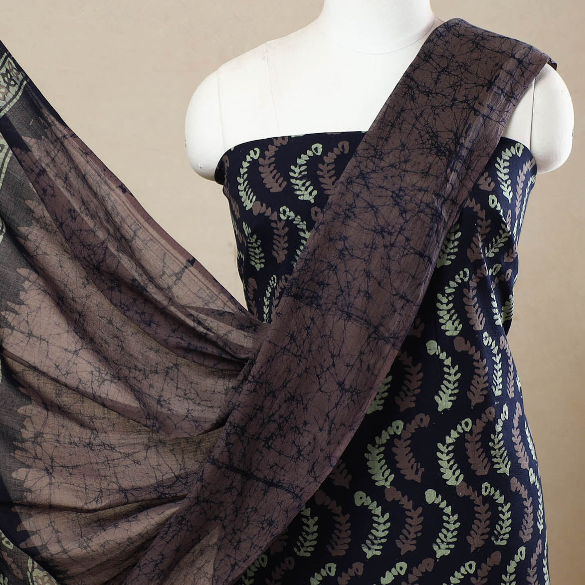 3pc Cotton Kutch Batik Print Dress Material 113