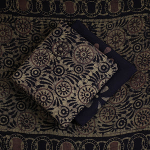 Black - 3pc Cotton Kutch Batik Print Dress Material 103