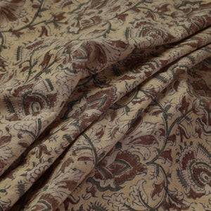 Brown - Pedana Kalamkari Block Print Handwoven Wool Fabric
