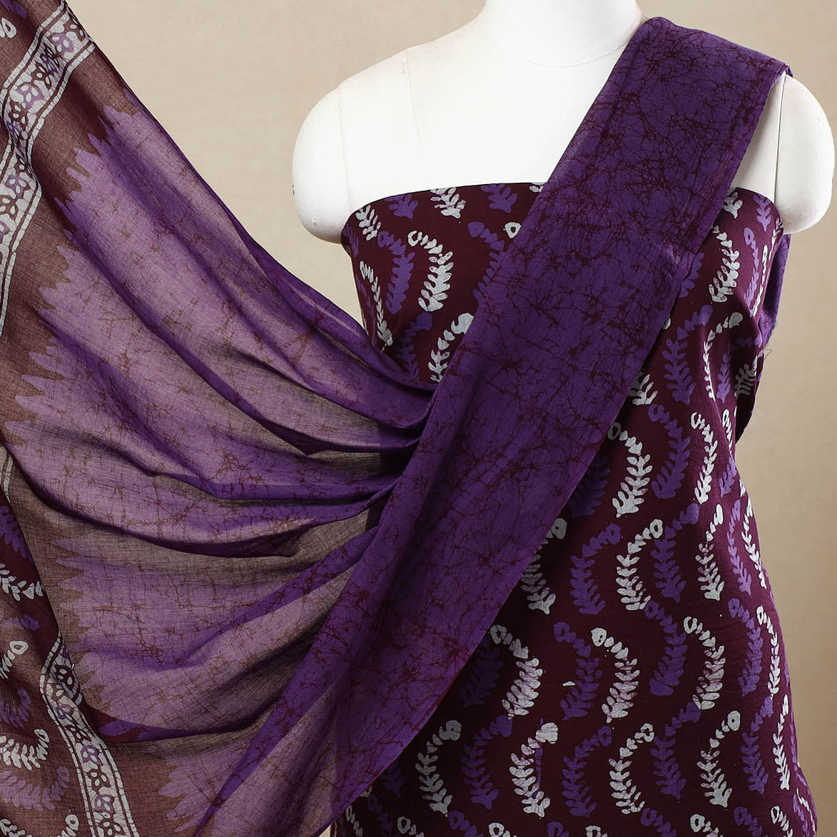 3pc Cotton Kutch Batik Print Dress Material 114