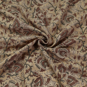 Brown - Pedana Kalamkari Block Print Handwoven Wool Fabric