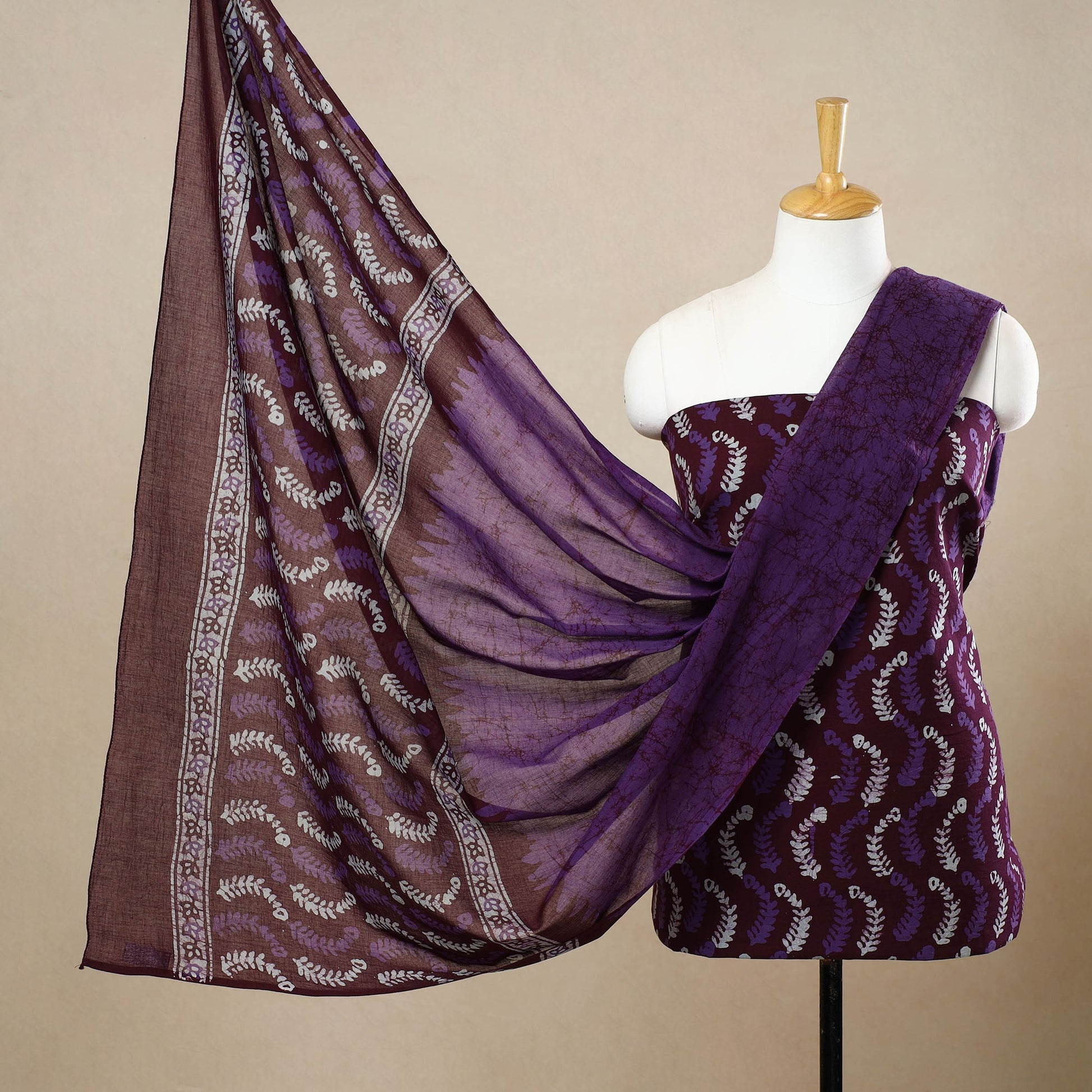 3pc Cotton Kutch Batik Print Dress Material 114