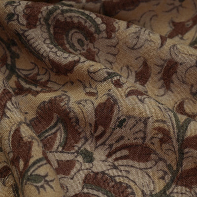 Brown - Pedana Kalamkari Block Print Handwoven Wool Fabric