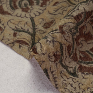 Brown - Pedana Kalamkari Block Print Handwoven Wool Fabric